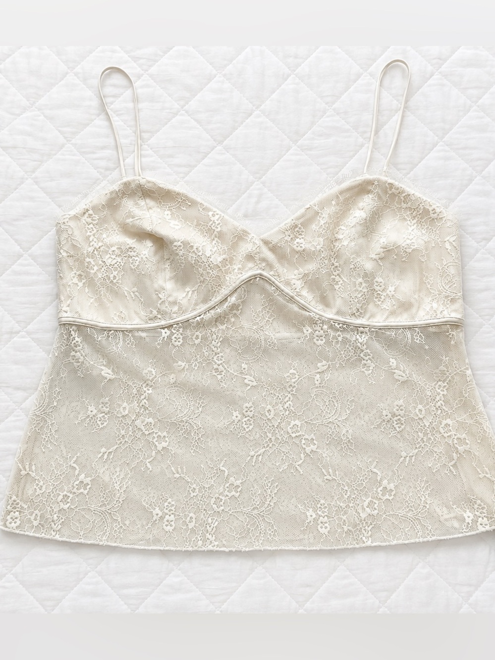 NWT Abercrombie & Fitch Ivory Lace Bustier Cami Top Large